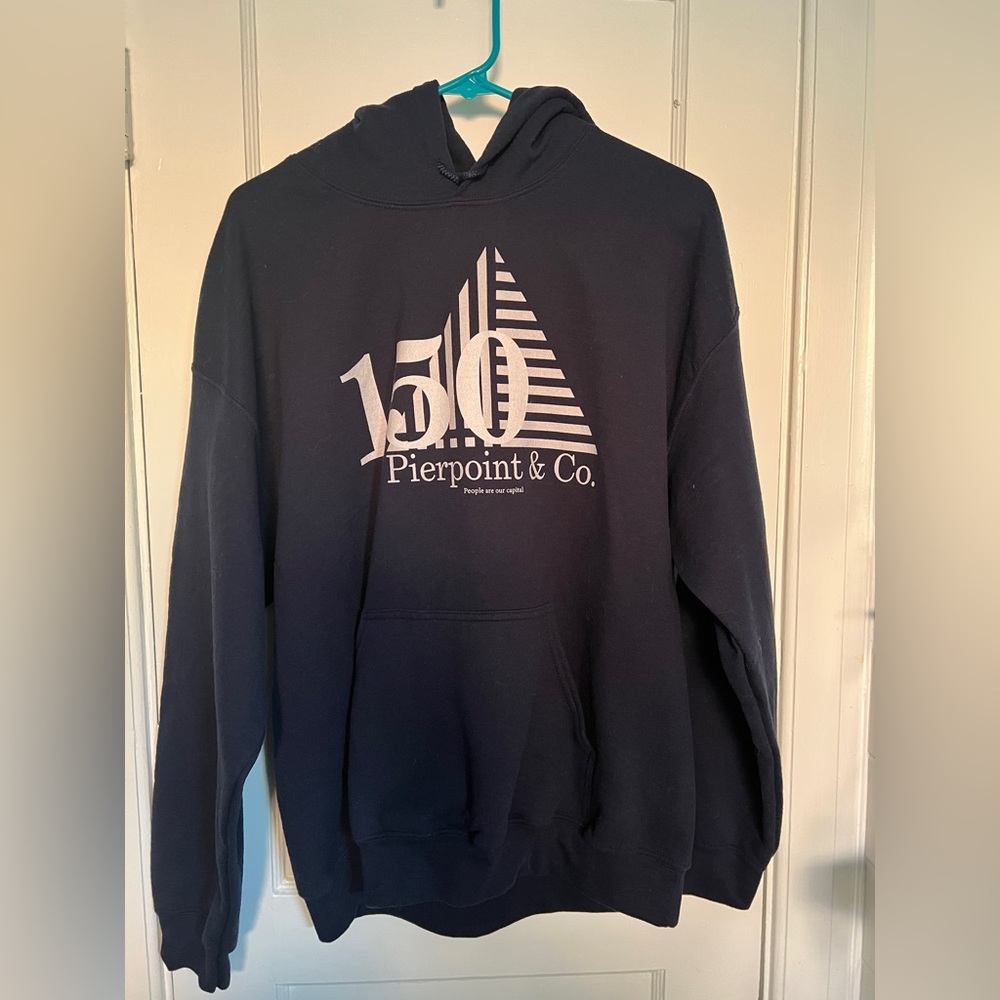 HBO Industry navy blue hooded sweatshirt size large Pierpoint
